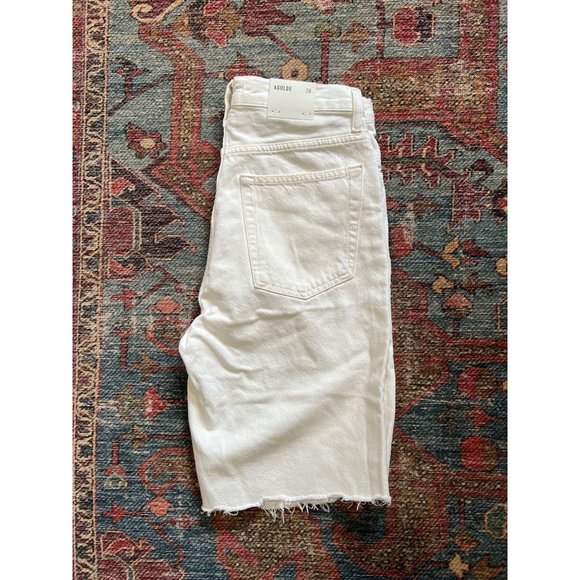 Agolde 90s Pinch Waist High Rise Straight Long Denim Shorts Size 28 in Porcelain - Picture 5 of 5